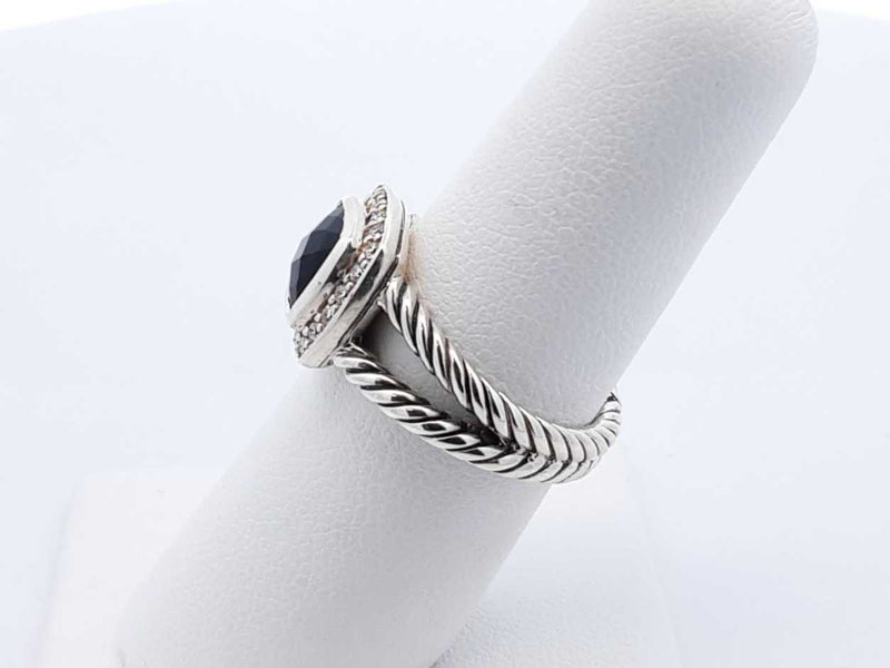 David Yurman Onyx, Diamond & Sterling Silver Petite Albion Ring 5.3 Grams Size 6.25 Fw0525oxzdu