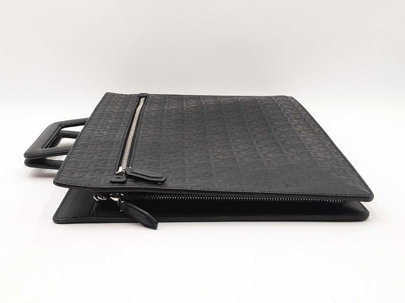 Salvatore Ferragamo Gancini Embossed Black Leather Laptop Briefcase Fw0825rxzdu