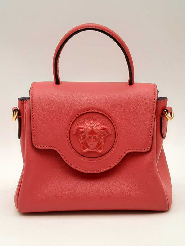 Versace La Medusa Red Leather Top Handle Bag Eb0325prxsa