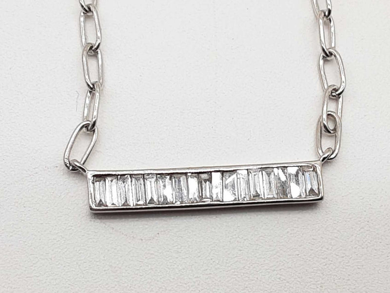 0.80 Cttw Lab Grown Diamonds 0.925 Silver 6.7g Bar Pendant Chain 19 In Do0525srde