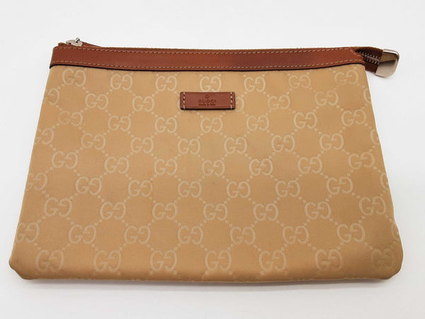 Gucci 282071 Tan Gg Nylon Pouch Do0525rxde