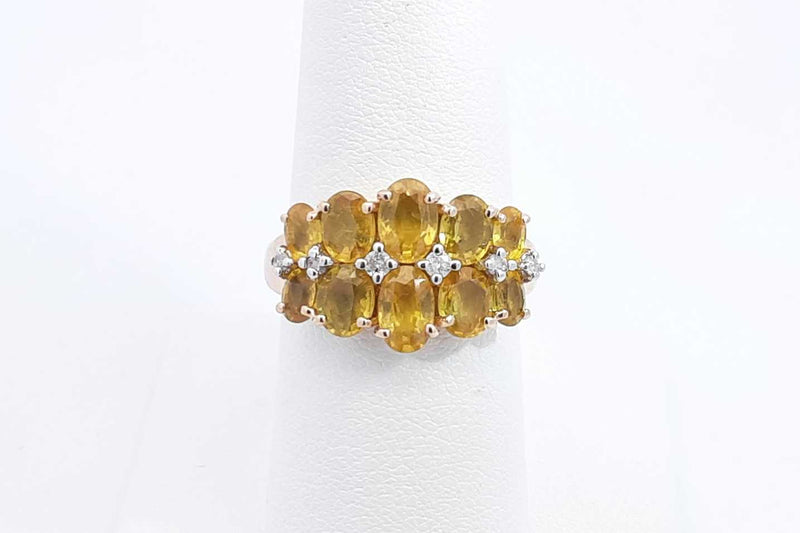 Yellow Gemstone & Diamond Ring In 14k Yellow Gold 3.5 Grams Size 7.5 Eb1024loxsa