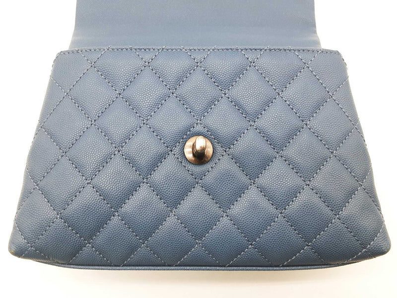Chanel Coco Quilted Blue Caviar Leather Top Handle Crossbody Bag Do0325wwxzde