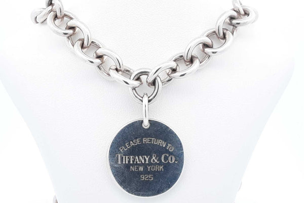 Tiffany & Co. 925 Please Return To Tiffany Round Tag Necklace 64.2g Eb0824oxzdu