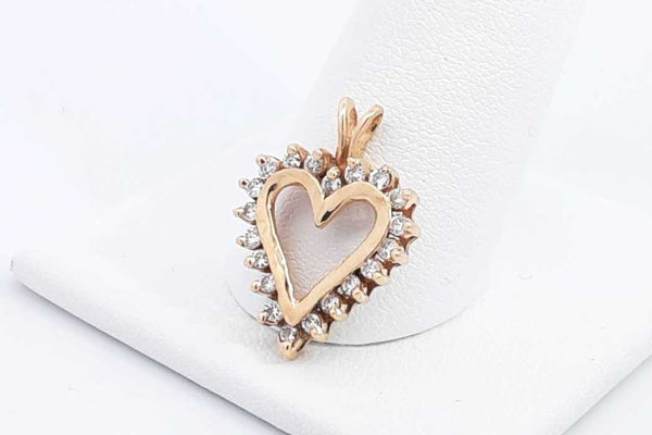 Approx. 0.2ctw Diamond Heart Pendant In 14k Yellow Gold 1.8 Grams Eb0125cxsa