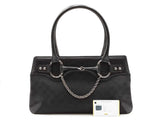 Gucci Horsebit Chain Bag In Black Monogram Canvas & Leather Fw0626lordu