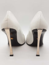 Versace Decollete T.110 Vitello Blanco White Leather Heels Size Eu 40 Do0825cxde