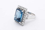 Blue Gemstone & Diamond Ring In 14k White Gold 9.5 Grams Size 6 Eb0626irxsa
