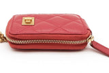Chanel Quilted Red Leather Zip Coin Chain Pouch Eb1125wxzde