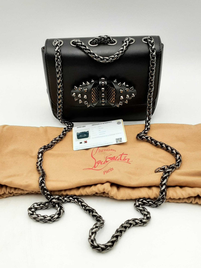 Christian Louboutin Black Leather Spiked Sweet Charity Shoulder Bag E0524exzsa