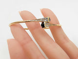 21k Yellow Gold, Onyx & Cubic Zirconia Bangle Bracelet 6.6g 6 Inch Fw0326pszdu