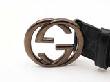 Gucci Interlocking G Buckle & Black Gg Supreme Coated Canvas Belt Fw0725ozxdu