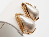 Tear Drop Pearls Diamonds 14k Yellow Gold 11.9g Stud Clasp Earrings Do0525wxzde