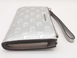 Michael Kors Jet Set Silver Double Zip Wristlet Tech Wallet Do0425lrde