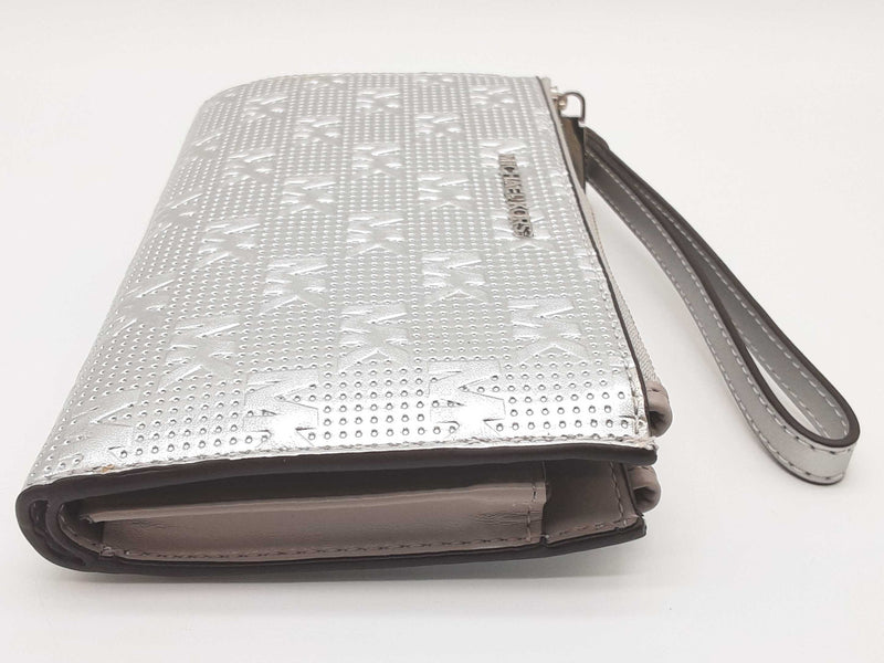 Michael Kors Jet Set Silver Double Zip Wristlet Tech Wallet Do0425lrde