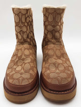 Coach Indi Booties Khaki Tan Signature Fur Lined Boots Size Eu 38 Do0225rxde
