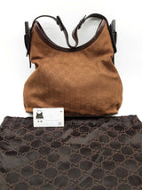 Gucci 107752 Gg Brown Canvas Leather Hobo Shoulder Bag Do0726exde