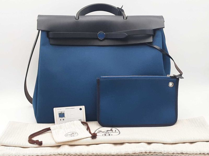 Hermes Toile Vache Hunter Herbag Zip 39mm Bleu Brighton Handbag Sd0825lzxzsa
