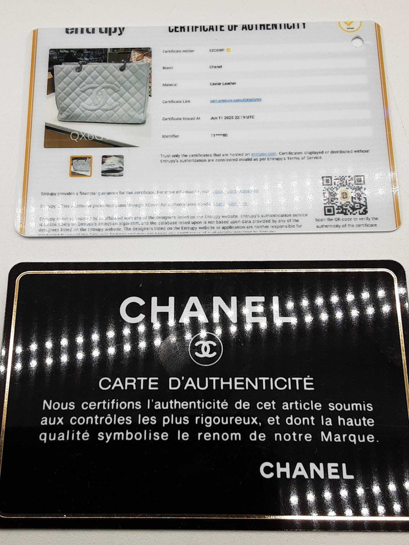 Chanel White Quilted Caviar Leather Shopping Tote Bag Do0725lcxzde