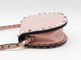 Valentino Garavani Rockstud Mini Saddle Bag In Pink Grained Leather Fw1225oxzdu