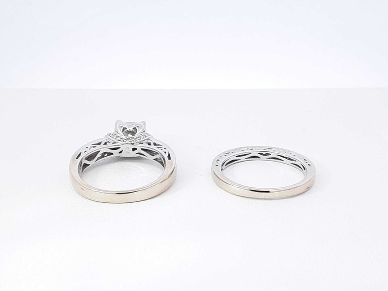 1.58 Cttw Diamond & 14k White Gold Wedding Set 8.1 Grams Size 7 Fw1224lxzxdu