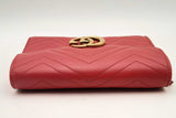 Gucci Gg Marmont Matelasse Red Leather Wallet On Chain Shoulder Bag Eb0125wxzsa