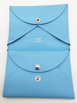 Hermes Duo Calvi Celeste Blue Epsom Snap Card Change Holder Do1125wxzde