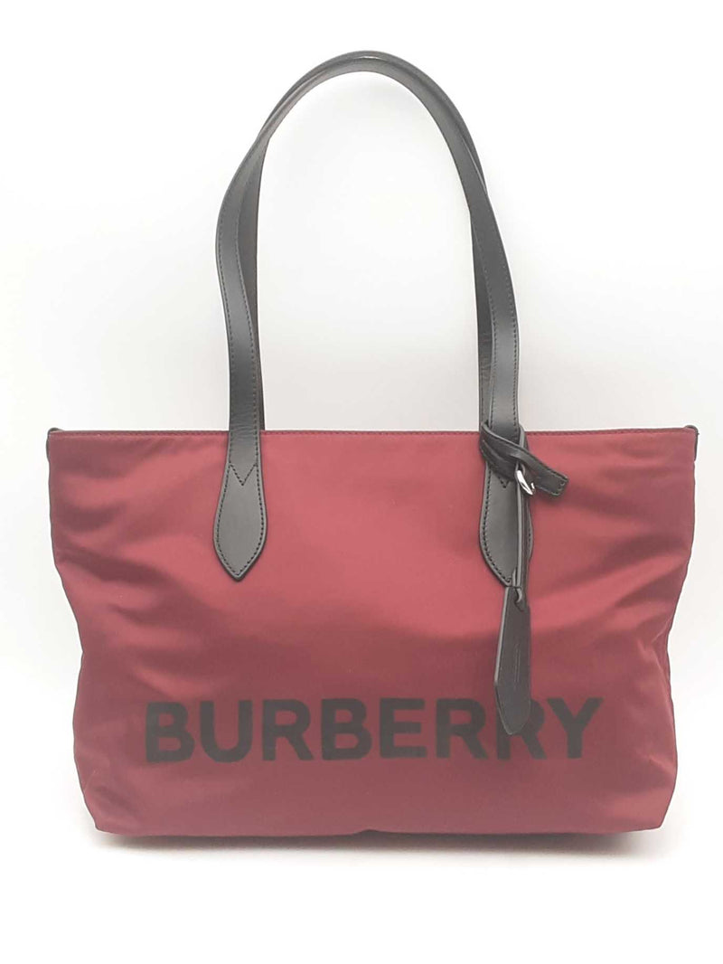 Burberry Burgundy Econyl Nylon Logo Tote Bag Eb0425oxzsa