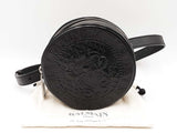 Balmain Embossed Black Leather Round Clutch Belt Bag Fw1025orxdu