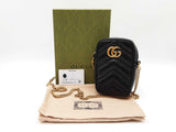 Gucci Marmont Mini Gg Crossbody Bag In Black Matelassé Leather Fw0626pxzdu