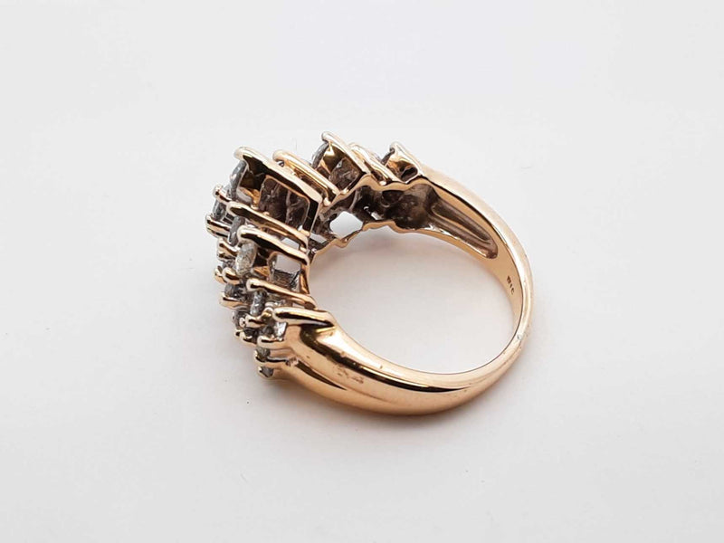 3.43 Cttw Diamond & 14k Yellow Gold Waterfall Ring 7.1 Grams Size 6 Fw0825scrdu