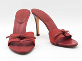 Gucci Gg Supreme Peep-toe Mules In Red Canvas & Leather Size 6.5 Fw1026rzdu