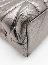 Yves Saint Laurent Lou Lou Chain Satchel In Silver Crumpled Calfskin Fw1025rxzdu