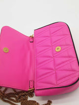 Versace Virtus Quilted Hot Pink Leather Crossbody Bag Eb0826erxde