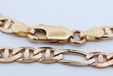 14k Tricolor Figaro Chain Necklace 13.9 Grams 22 Inch Eb1125irxde