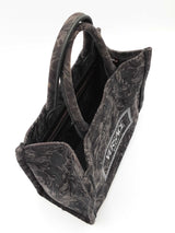 Versace Athena Small Tote Bag In Gray Barocco Canvas Fabric Fw1225wxzdu