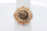18k Yellow Gold Coin Inspired Ring 3.4 Grams Size 4.5 Eb0826oirsa