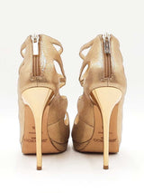 Jimmy Choo Loila Gold Metallic Strappy Peep Toe Heels Size 35.5 Fw0824sxdu