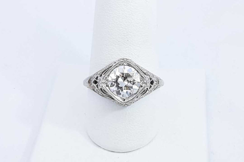 Approx. 1.77ctw Center Round Diamond Ring In Platinum 5.2g Size 9 Eb0824orxzsa