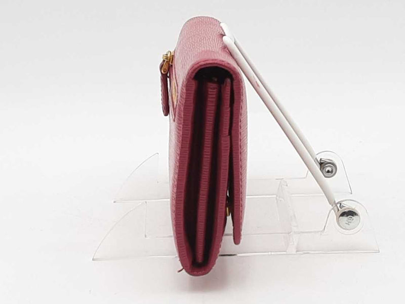 Prada Saffiano Leather Fold Over Continental Wallet Pink Aa0625lzxsa