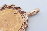 1945 Dos Pesos Gold Coin Pendant Set In 14k Yellow Gold 3.4 Grams Eb0426wpe