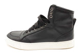 Versace Black Leather High Top Sneakers Size 39 Eb0725oxzde
