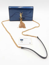 Yves Saint Laurent Blue Glitter Patent Leather Kate Tassel Crossbody Eb0226wrxsa