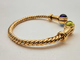 18k Yellow Gold 31.2g Multicolored Stone Cuff Bangle Bracelet 6.25 In Do0125lexzde