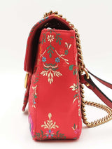Gucci Marmont Medium Shoulder Bag In Red Silk Jacquard Fw0826crzdu