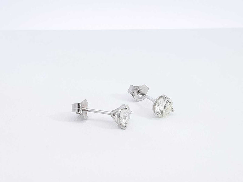 1.0 Ctw Diamond & 14k White Gold Solitaire Stud Earrings 0.7 Grams Fw0225crzdu