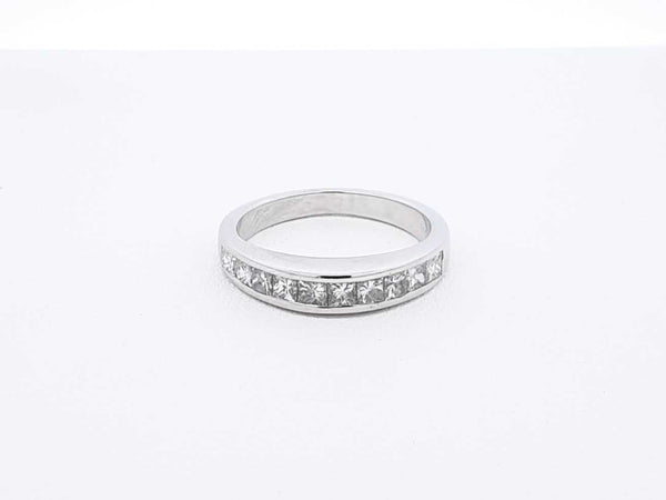 1.0 Ctw Channel-set Diamond & 18k White Gold Ring 4 Grams Size 5 Fw0925osrdu