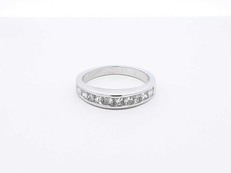1.0 Ctw Channel-set Diamond & 18k White Gold Ring 4 Grams Size 5 Fw0925osrdu