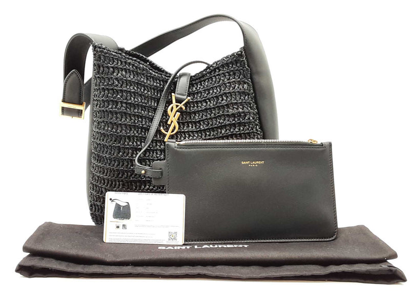 Yves Saint Laurent Le 5 A 7 Black Raffia Hobo Bag Sd1125ezxde