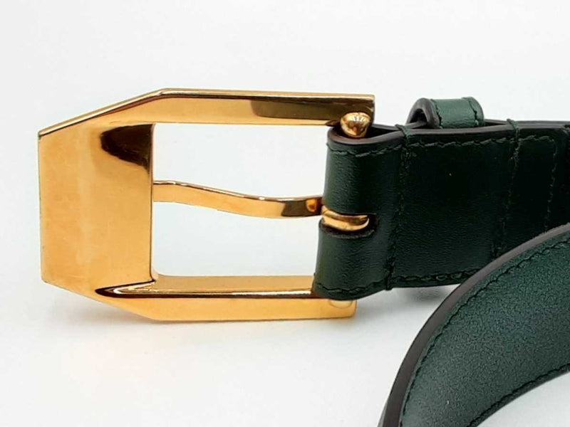 Gucci Green Leather With Gold Tone Buckle Eb0724exdu